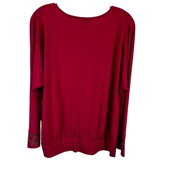 JM Collection Large Long-Sleeve Rhinestone Embellishments Fuchsia - Picture 11 of 13